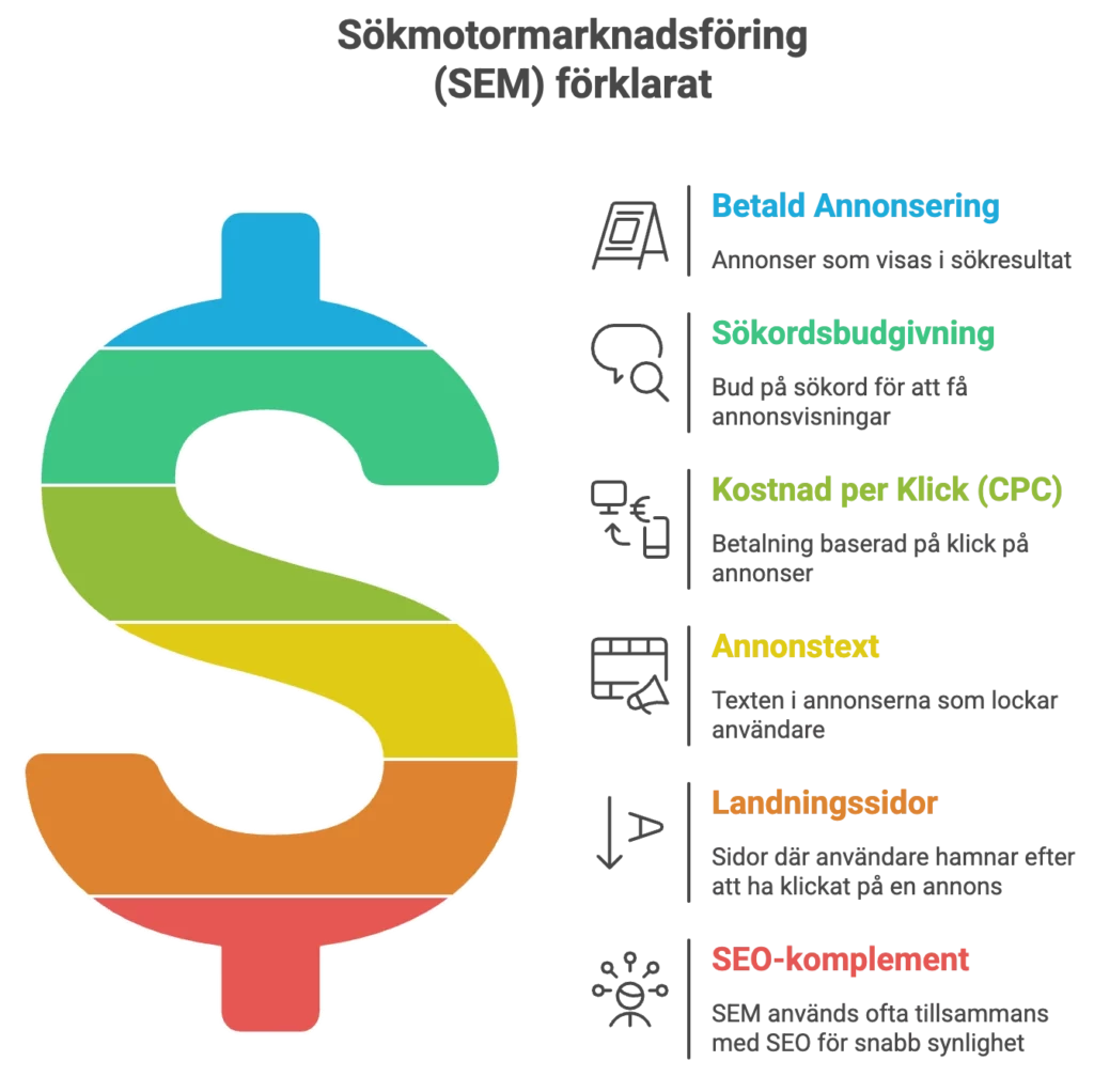 Infografik som förklarar vad SEM är