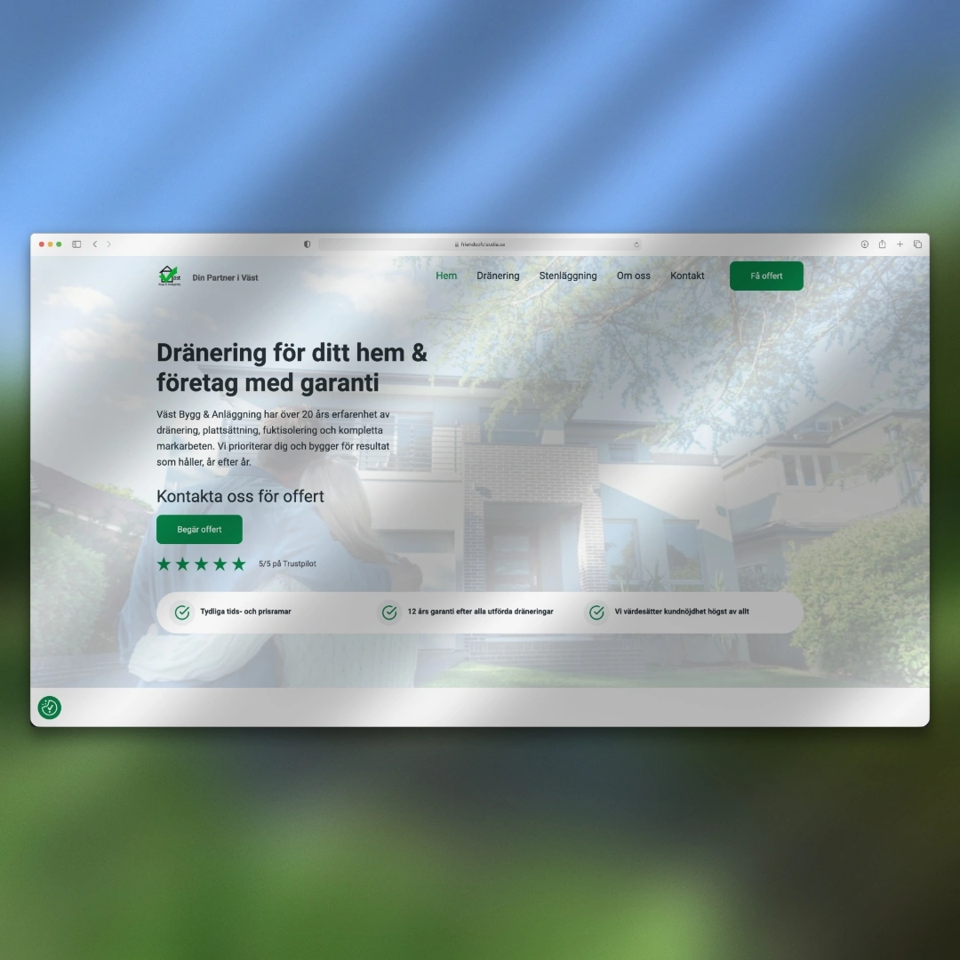 Väst Bygg & Anläggning Webbplats